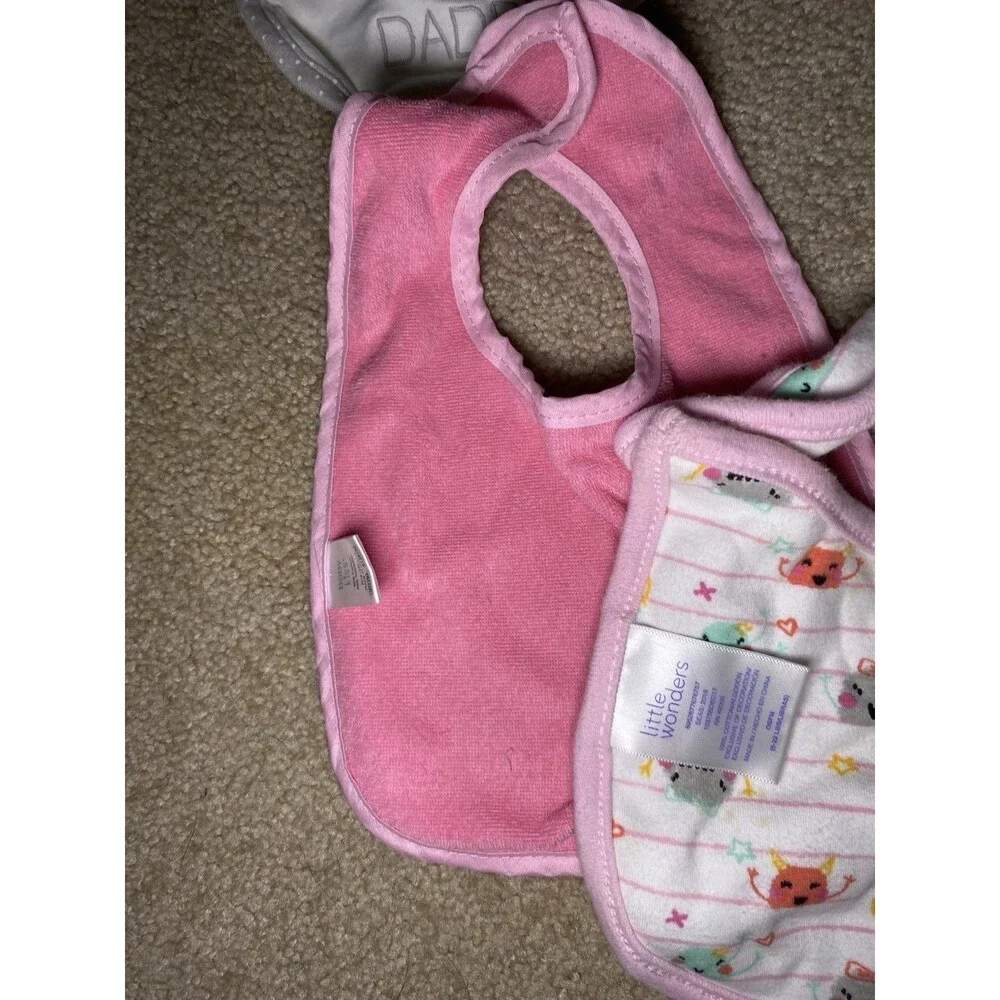 Lot 7 Baby Bibs OSFM Little Wonders Floral Fox Silicone Ashtonbee Teether